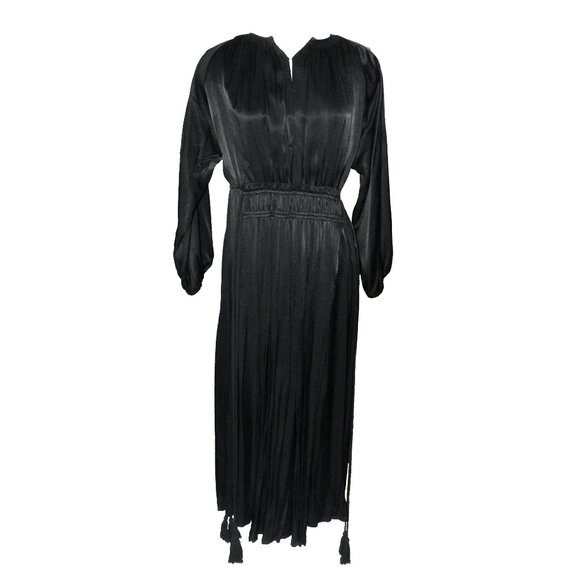 APIECE APART BLACK LONG SLEEVED SATIN FINISH MIDI DRESS SZ 4 GREAT CONDITION - Picture 1 of 6